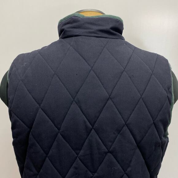 Vintage Gulliver's Navy Blue Diamond Quilted Vest Men's L Red Plaid Lining Snaps - Picture 10 of 12